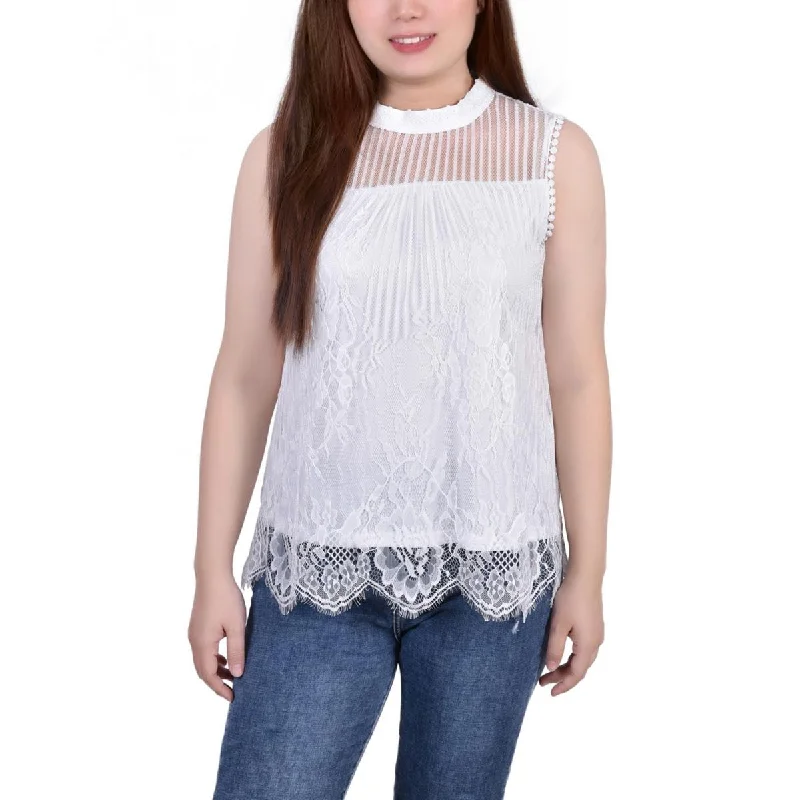 NY Collection Womens Petites Lace Tank Top Blouse cotton tank top
