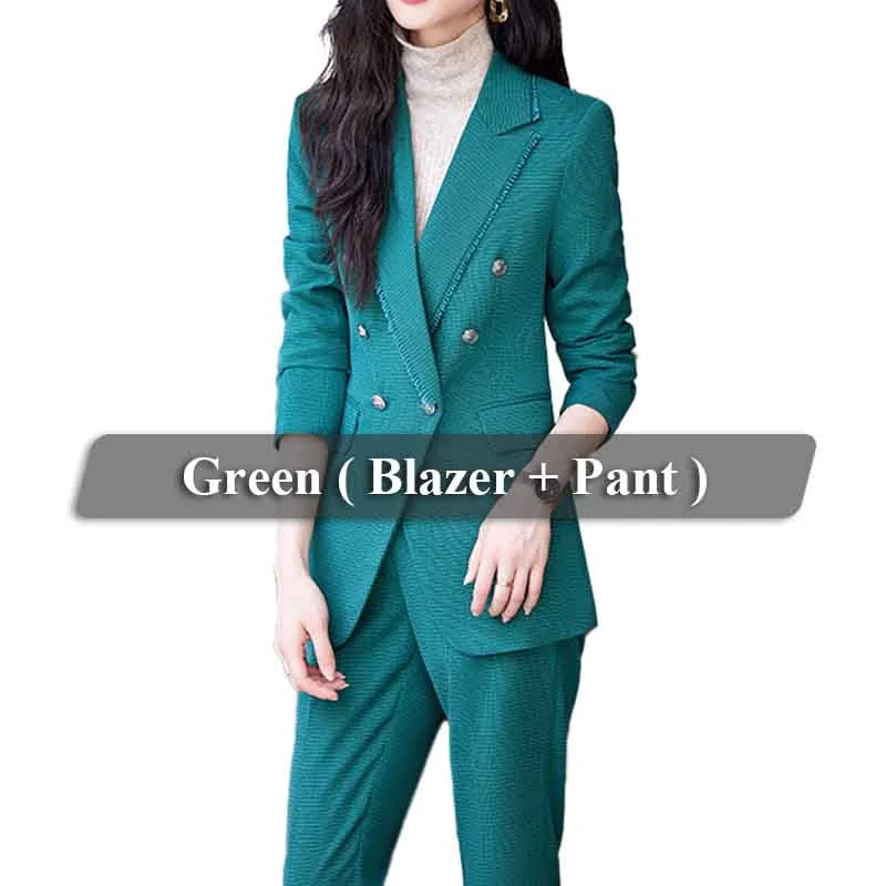 2 Piece Green Pant Suit