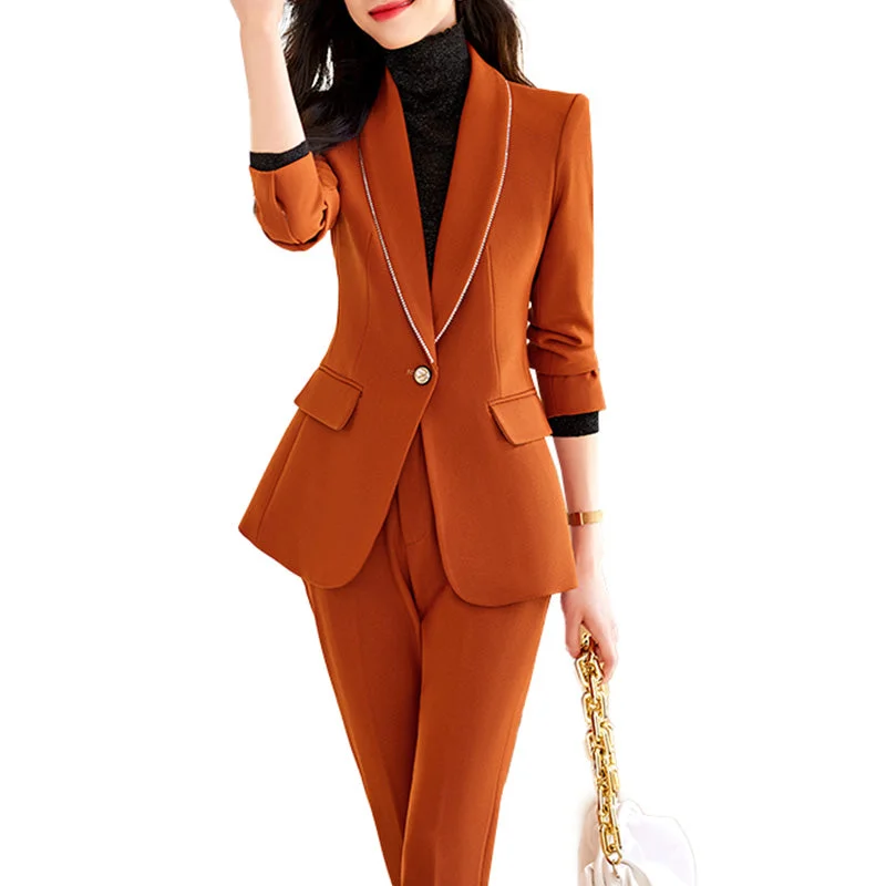 OEM Wholesale High-quality 2 Piece Set for Women Business Office Lady Work Wear Single Button Clothes Blazer with Trousers Women's Custom Jacket OEM Wholesale High-quality 2 Piece Set for Women Business Office Lady Work Wear Single Button Clothes Blazer with Trousers Women's Custom Jacket