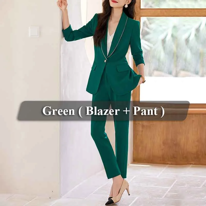 2 Piece Green Pant Suit