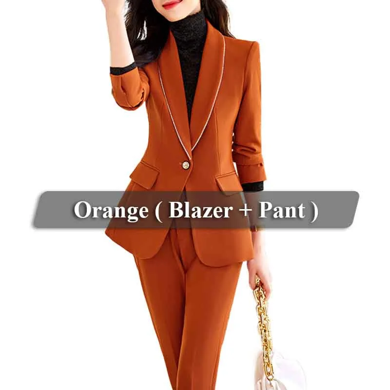 2 Piece Orange Pant Suit