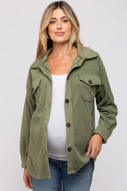 Olive Fleece Double Front Pocket Maternity Jacket Fleece Jacket Down Jacket Feather Jacket Olive Fleece Double Front Pocket Maternity Jacket Fleece Jacket Down Jacket Feather Jacket