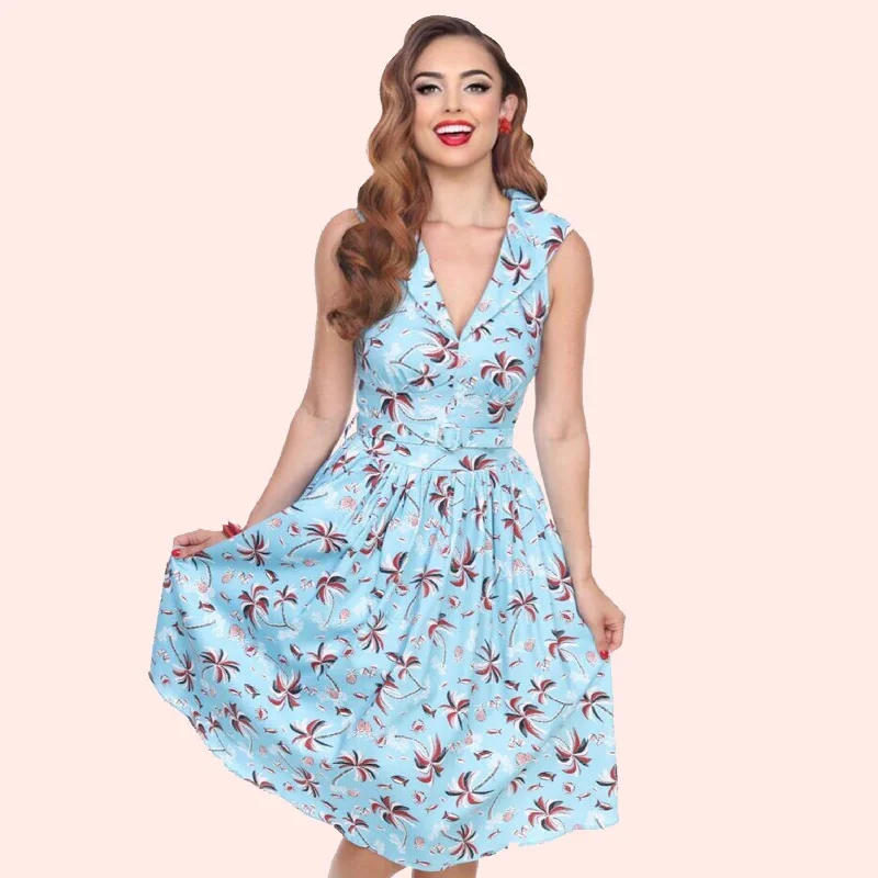 Out to Brunch Dress in Palm Print Size 16W (2X) ~Was $89