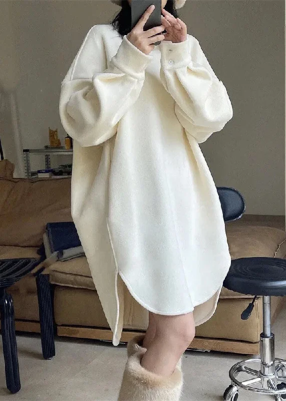 Oversized White O Neck Patchwork Faux Fur Sweatshirts Dress Fall Hoodie with Gradient Ombre Colorful Oversized White O Neck Patchwork Faux Fur Sweatshirts Dress Fall Hoodie with Gradient Ombre Colorful
