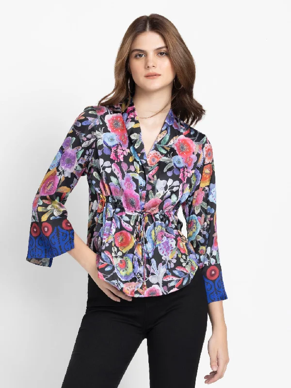 Painterly Cinched Shirt Jacket Faux Fur Jacket Real Fur Jacket Shearling Jacket