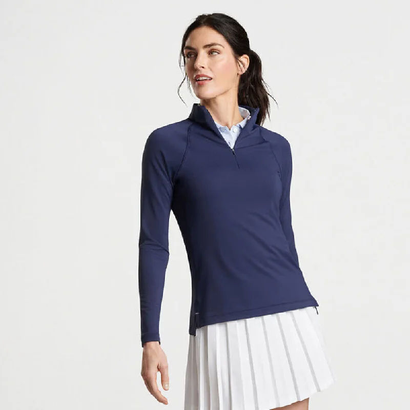 Peter Millar Women's Raglan Sleeve Perth Layer Quarter-Zip Pullover Sweater - Navy* Cold Shoulder Design Peter Millar Women's Raglan Sleeve Perth Layer Quarter-Zip Pullover Sweater - Navy* Cold Shoulder Design