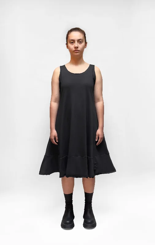 PLU A-Line French Terry Dress in Black