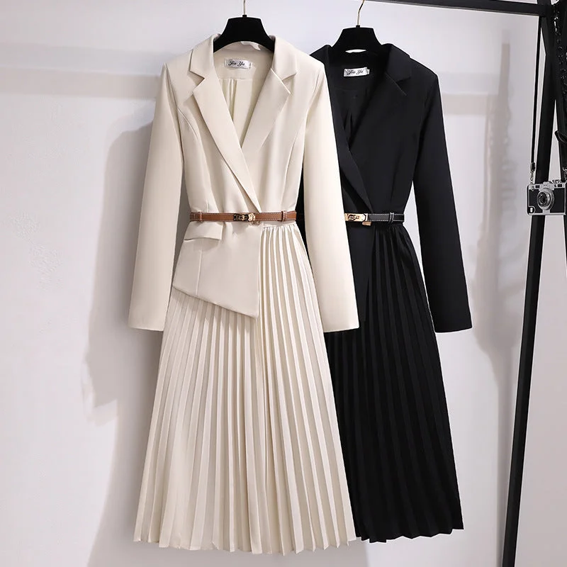 Plus Size Office Lady Dress New Fashion Long Sleeve Women Blazer Dress Slim Pleated Dress without belt Women's Premium Blazer Plus Size Office Lady Dress New Fashion Long Sleeve Women Blazer Dress Slim Pleated Dress without belt Women's Premium Blazer