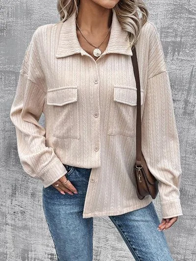 Pocketed Button Up Dropped Shoulder Jacket Elasticated Jacket Padded Jacket Insulated Jacket Pocketed Button Up Dropped Shoulder Jacket Elasticated Jacket Padded Jacket Insulated Jacket