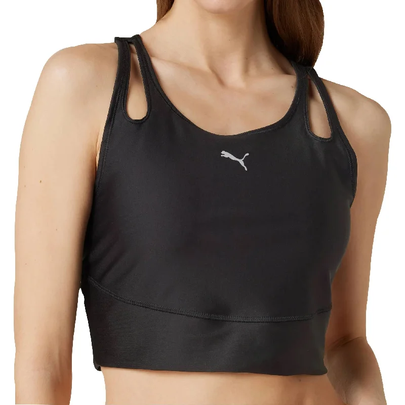 Puma Run Ultraform Womens Running Cropped Vest Tank Top - Black athletic tank top