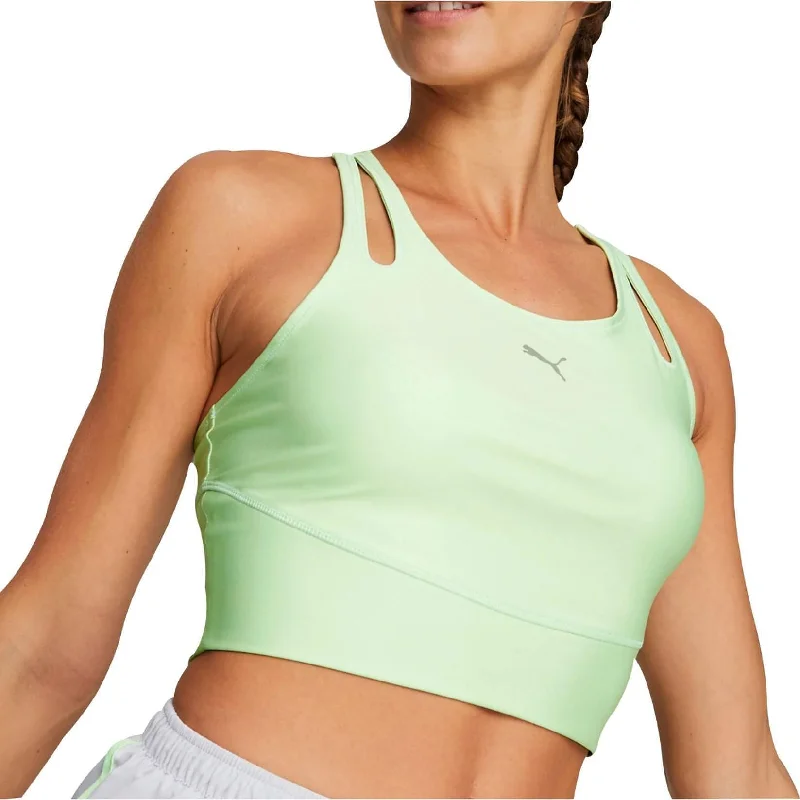 Puma Run Ultraform Womens Running Cropped Vest Tank Top - Green ribbed tank top