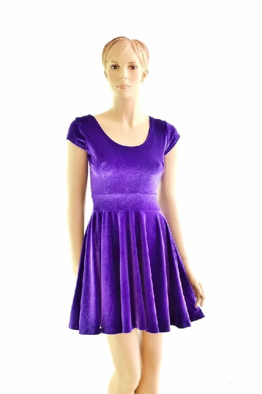 Purple Velvet Skater Dress