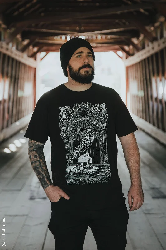 Quoth the Raven T-shirt [GRAY] Spandex Blend Rayon Blend Denim Blend