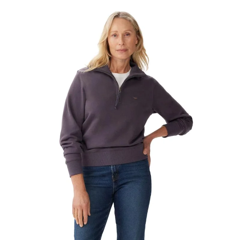 R.M.Williams Trickett Ladies Zip Neck Sweatshirt - Charcoal Hoodie with Button Classic Timeless R.M.Williams Trickett Ladies Zip Neck Sweatshirt - Charcoal Hoodie with Button Classic Timeless