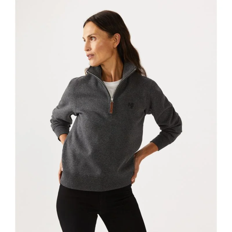 R.M.Williams Trickett Ladies Zip Neck Sweatshirt - Charcoal Hoodie with Mock Neck Collared Structured R.M.Williams Trickett Ladies Zip Neck Sweatshirt - Charcoal Hoodie with Mock Neck Collared Structured