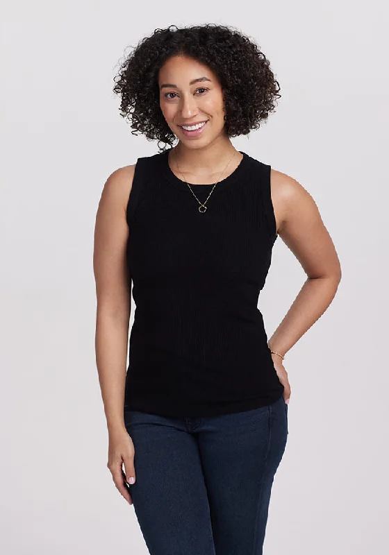 Raegan Ribbed Tank Top - Black gold tank top