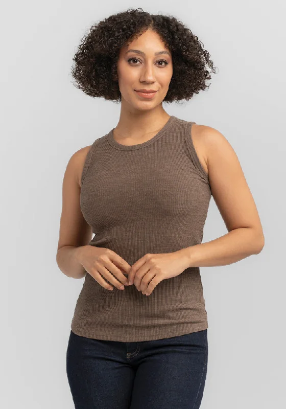 Raegan Ribbed Tank Top - Simply Taupe teal tank top