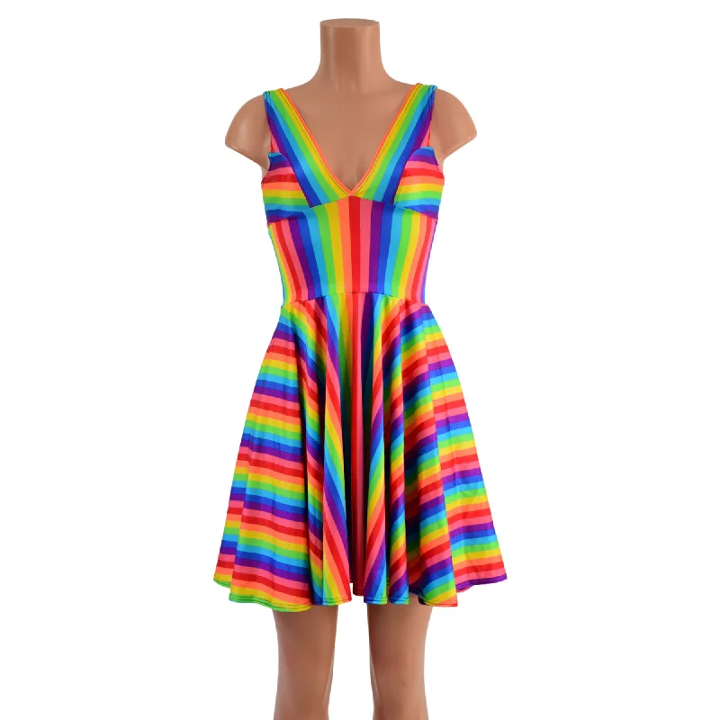 Rainbow Skater Dress with Starlette Neckline
