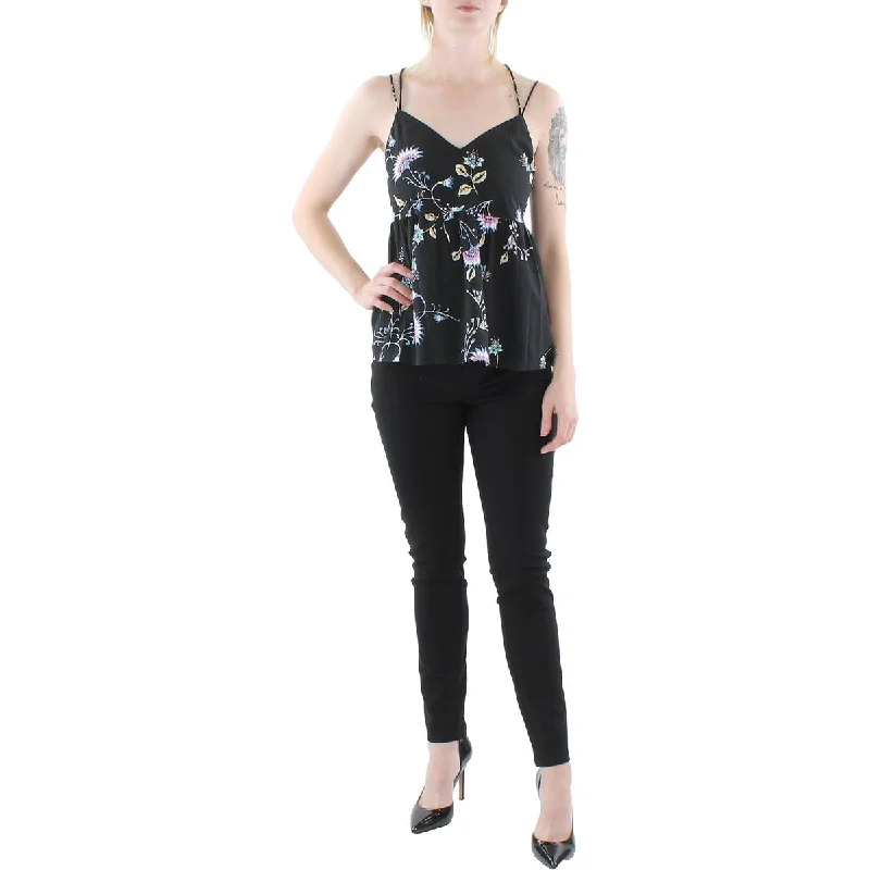 Rebecca Minkoff Womens Floral Spaghetti Strap Tank Top crossback tank top
