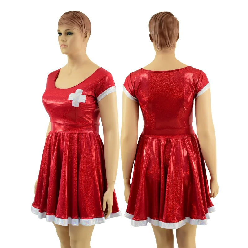 Red and White Nurse Skater Dress