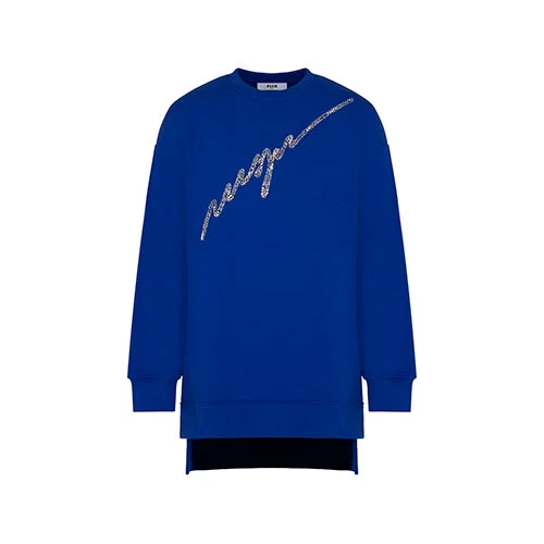 Royal blue sweatshirt dress by MSGM Hoodie with Cuffed Sleeves Snug Secure
