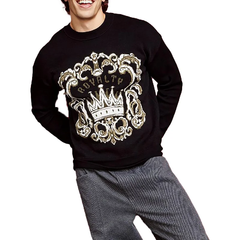 Royalty By Maluma Mens Logo Pullover Crewneck Sweater Crew Neck Wool