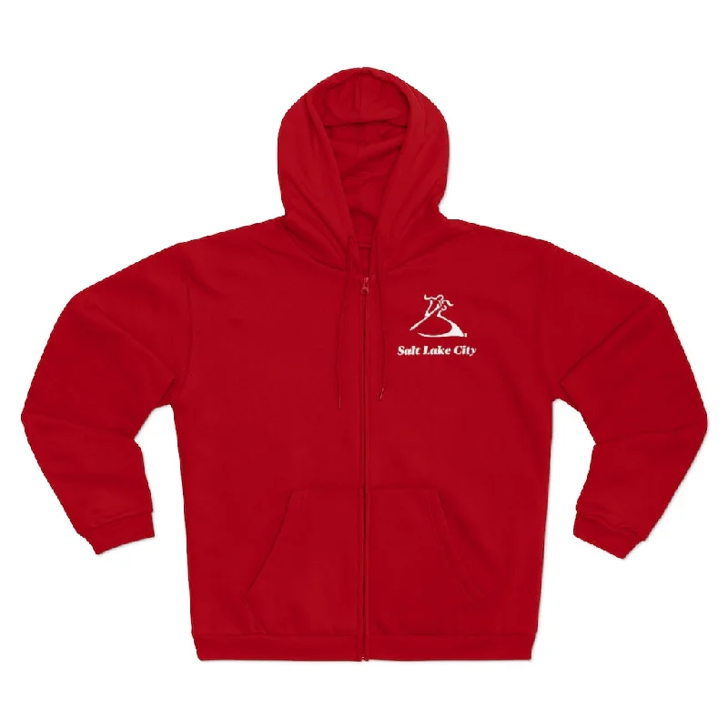 Salt Lake City Unisex Hooded Zip Sweatshirt Hoodie with Front Slit Layering Stylish