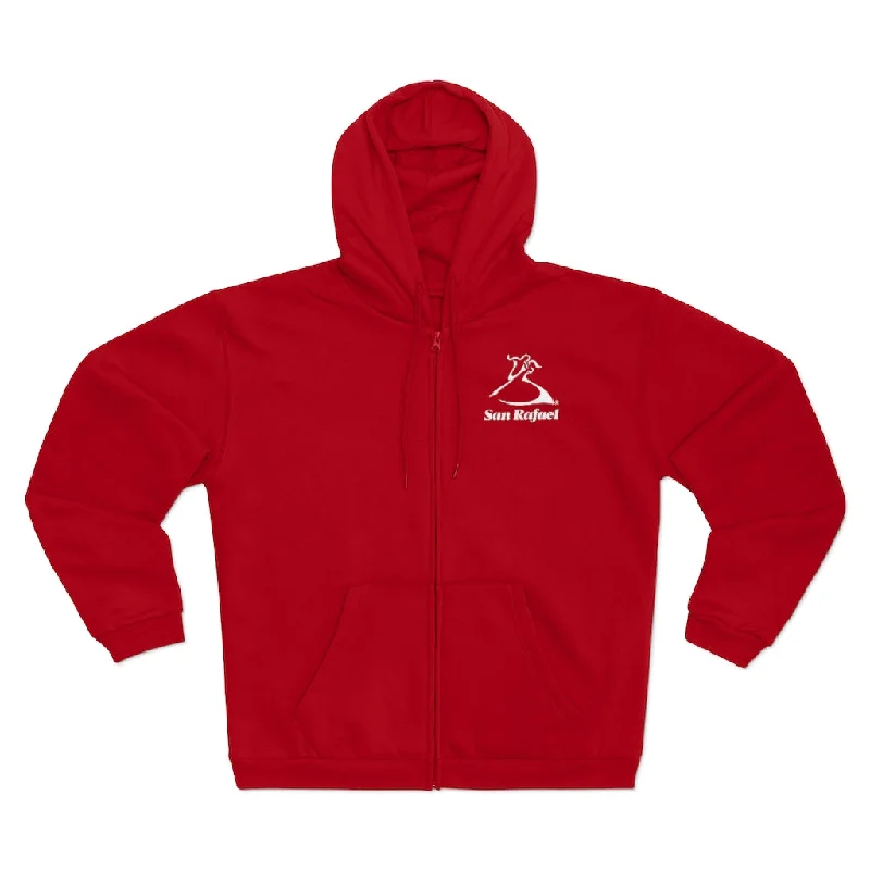 San Rafael Unisex Hooded Zip Sweatshirt Hoodie with Tied Waist Feminine Flattering