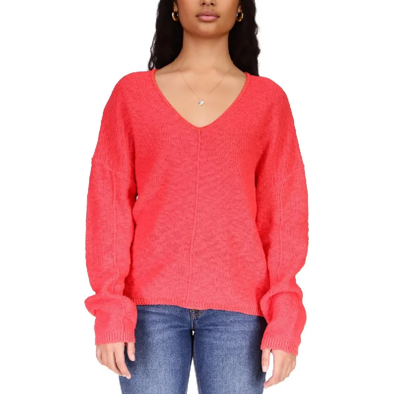 Sanctuary Womens Keep It Chill Knit V-Neck Pullover Sweater Batwing Sleeve Top