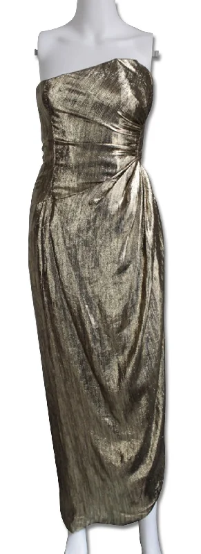 Scaasi Gold Lame Strapless Gown