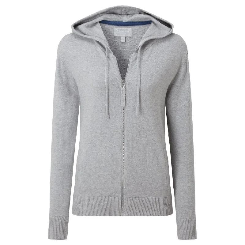 Schoffel Fowey Ladies Knitted Leisure Hoodie - Silver Grey Hoodie with Cuffed Sleeves Snug Secure Schoffel Fowey Ladies Knitted Leisure Hoodie - Silver Grey Hoodie with Cuffed Sleeves Snug Secure