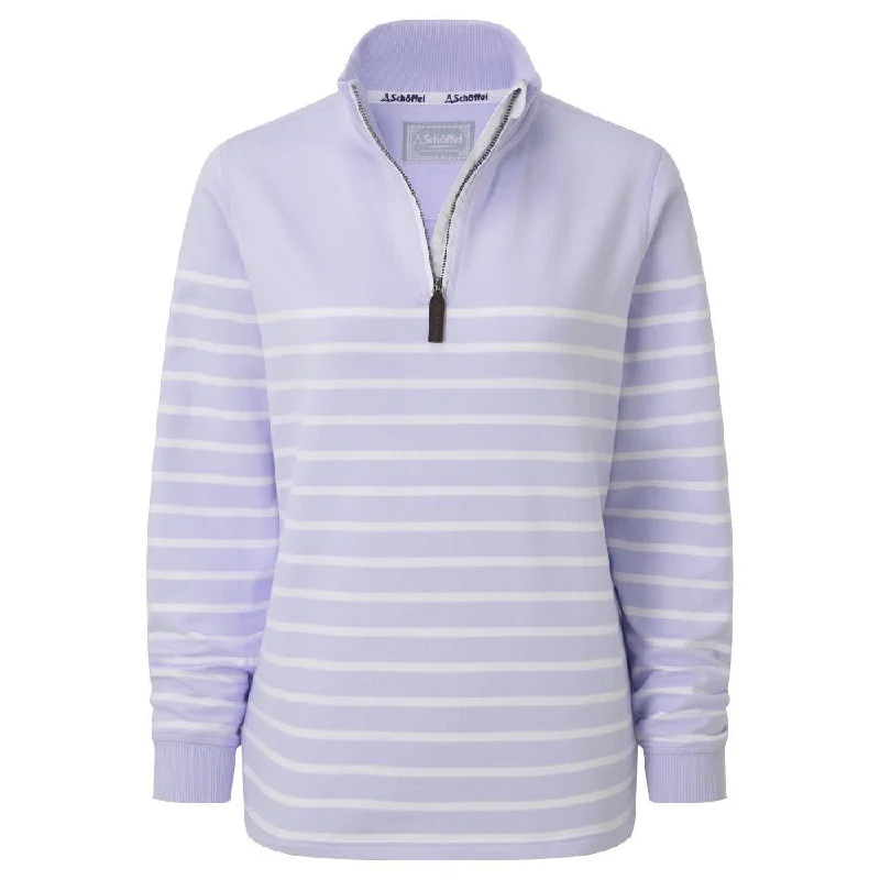 Schoffel Hope Cove 1/4 Zip Ladies Sweatshirt - Pale Blue Stripe Hoodie with Elastic Cuffs Stretchable Comfortable Schoffel Hope Cove 1/4 Zip Ladies Sweatshirt - Pale Blue Stripe Hoodie with Elastic Cuffs Stretchable Comfortable