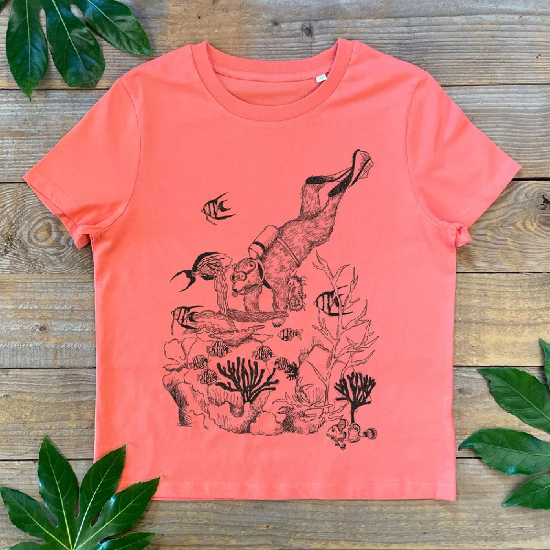 Scuba Bear Women's T-Shirt Cashmere Blend Cotton Blend Poly Blend