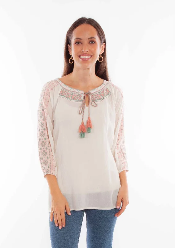 Scully Womens Pullover Scoop Neck Ivory 100% Cotton 3/4 Sleeve S/S Tunic Polo Neck Sweater Scully Womens Pullover Scoop Neck Ivory 100% Cotton 3/4 Sleeve S/S Tunic Polo Neck Sweater