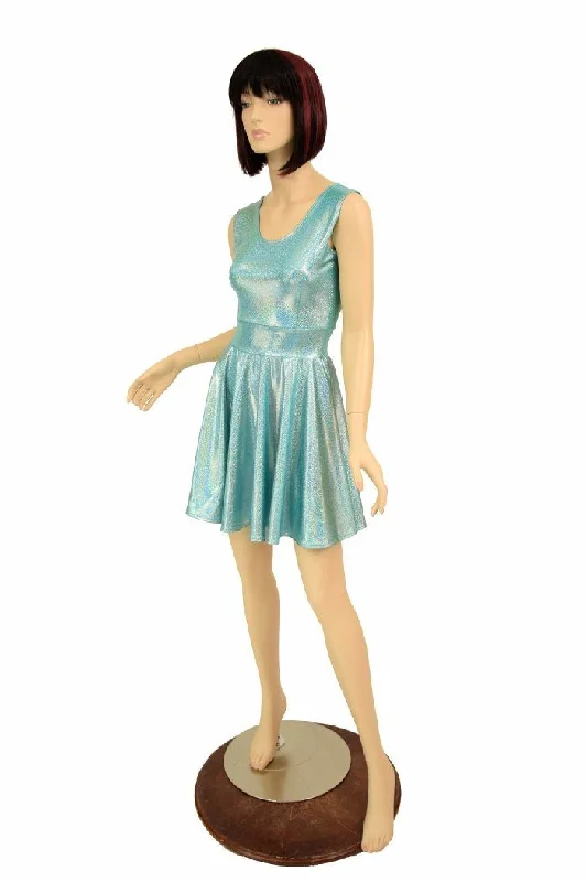 Seafoam Holographic Skater Dress