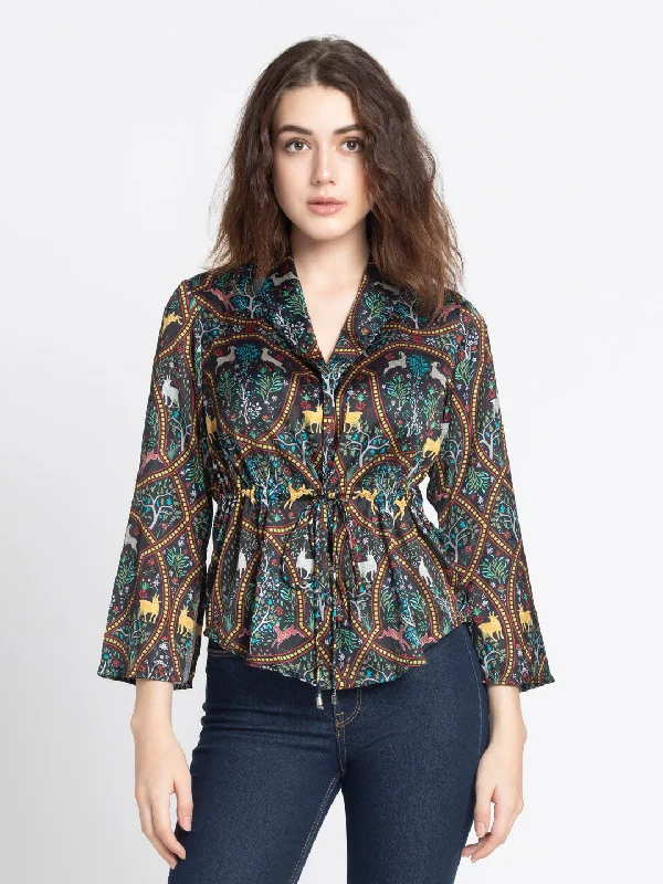 Shireen Cinched Shirt Jacket Jersey Jacket Tulle Jacket Batik Jacket