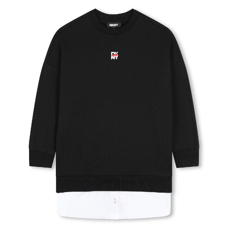 Shirt cut out sweatshirt dress by DKNY Hoodie with Embroidery Detailed Premium