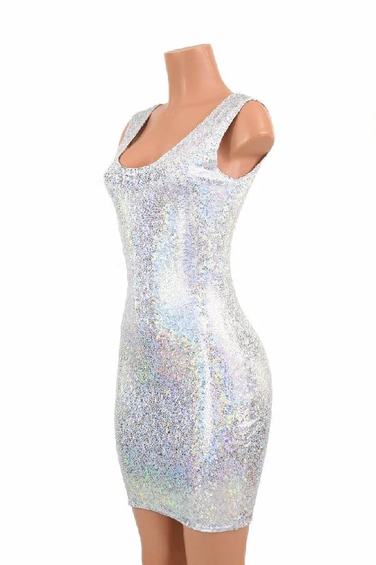 Silver on White Shattered Glass Tank Dress