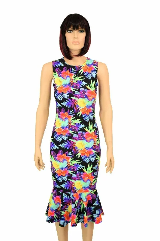 Sonic Bloom Ruffled Wiggle Dress