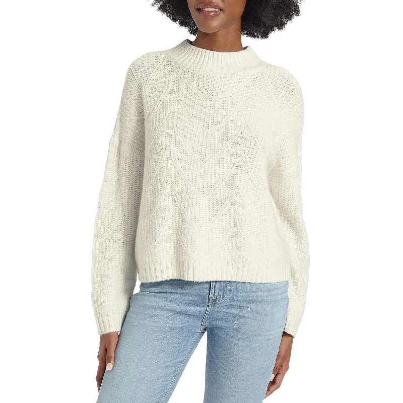 Splendid Womens Ada Wool Blend Mock Neck Pullover Sweater Ribbed Crew Neck