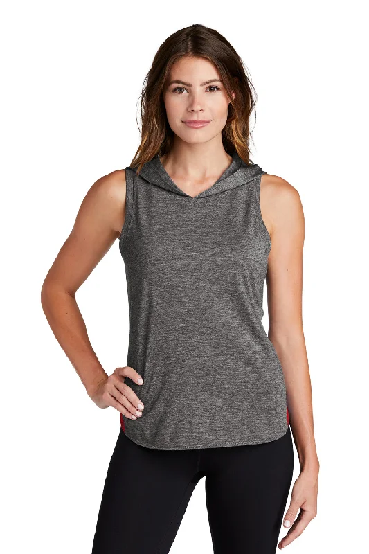 Sport-Tek Womens Draft Moisture Wicking Hooded Tank Top Hoodie - True Red/Heather Dark Grey cropped tank top Sport-Tek Womens Draft Moisture Wicking Hooded Tank Top Hoodie - True Red/Heather Dark Grey cropped tank top