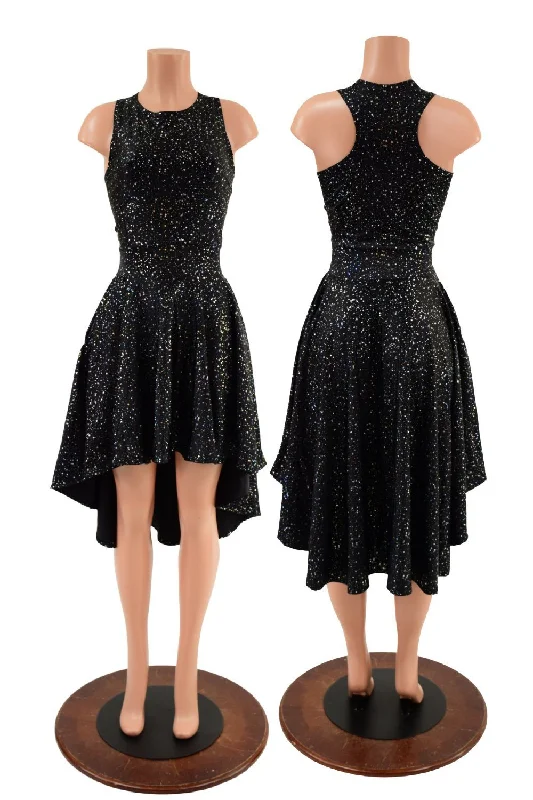 Star Noir Hi Lo Skater Dress with Crew Neckline and Racer Back
