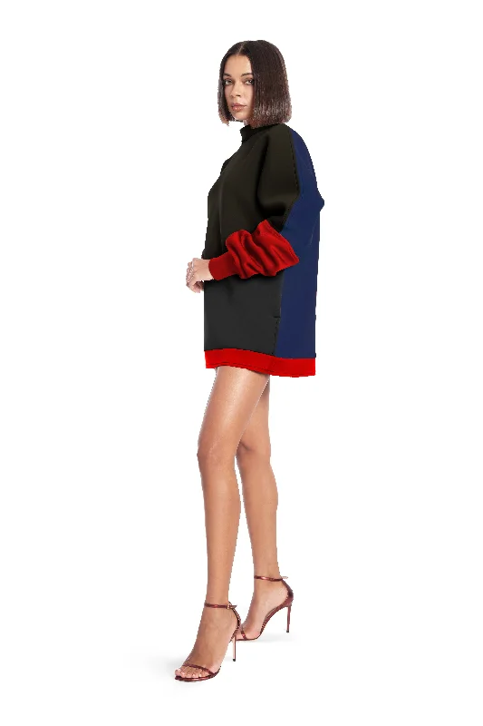 Statement Sweatshirt Dress w/ Pockets Hoodie with Print Artistic Unique