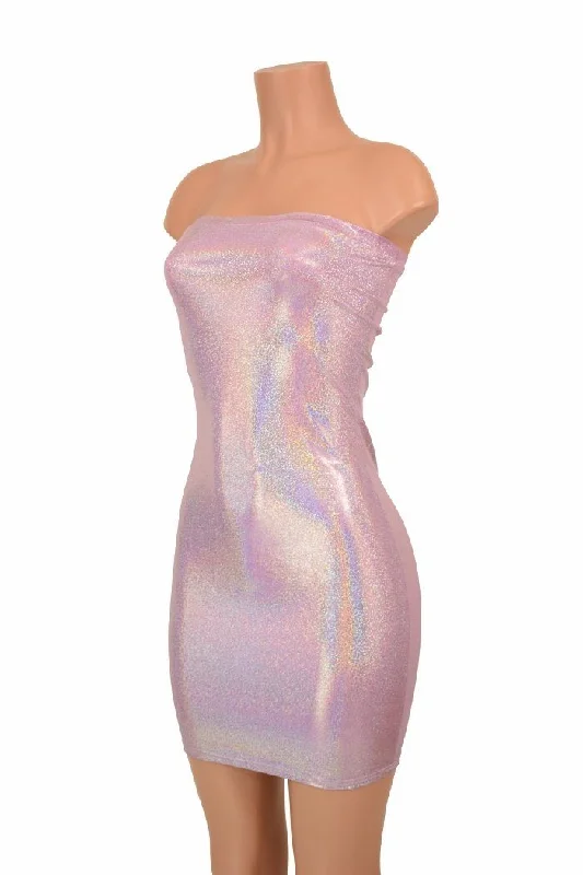 Strapless Lilac Holo Tube Dress