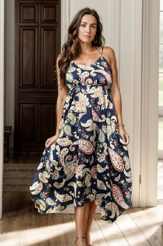 Tallulah Paisley Dress - Navy
