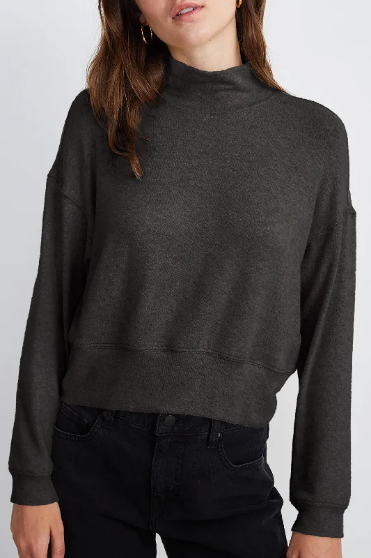 TAMI MOCK NECK PULLOVER Button Front Sweater
