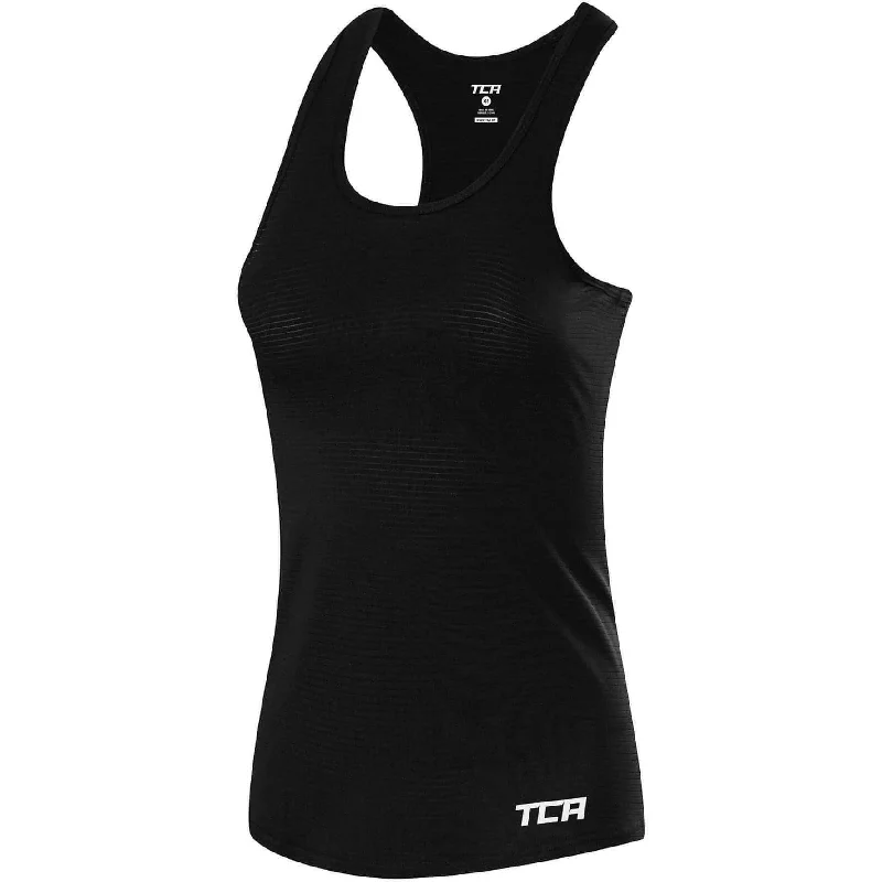 TCA Air Racerback Womens Training Vest Tank Top - Black gold tank top