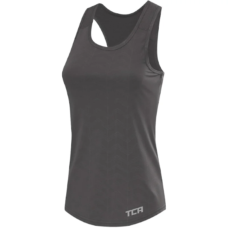 TCA Impulse Printed Racerback Womens Running Vest Tank Top - Grey casual tank top