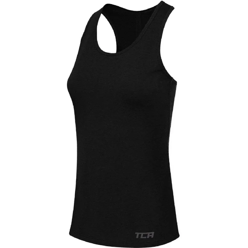TCA Natural Performance Womens Running Vest Tank Top - Black cherry red tank