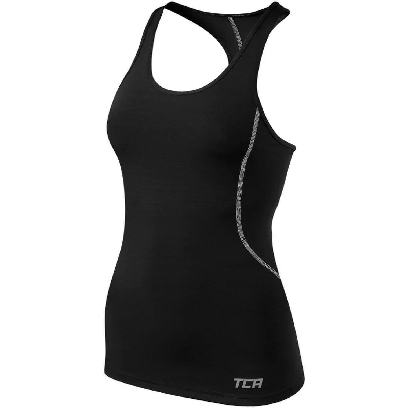 TCA Pro Performance Womens Running Vest Tank Top - Black teal tank top